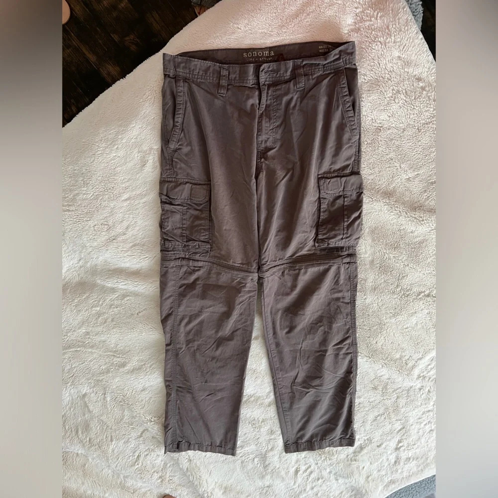 Men’s Sonoma Cargo Pants 34 x 34 Gray Soft Loungewear Cotton Blend Athletic Gym